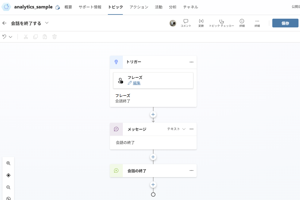 Topic configuration with End Conversation action